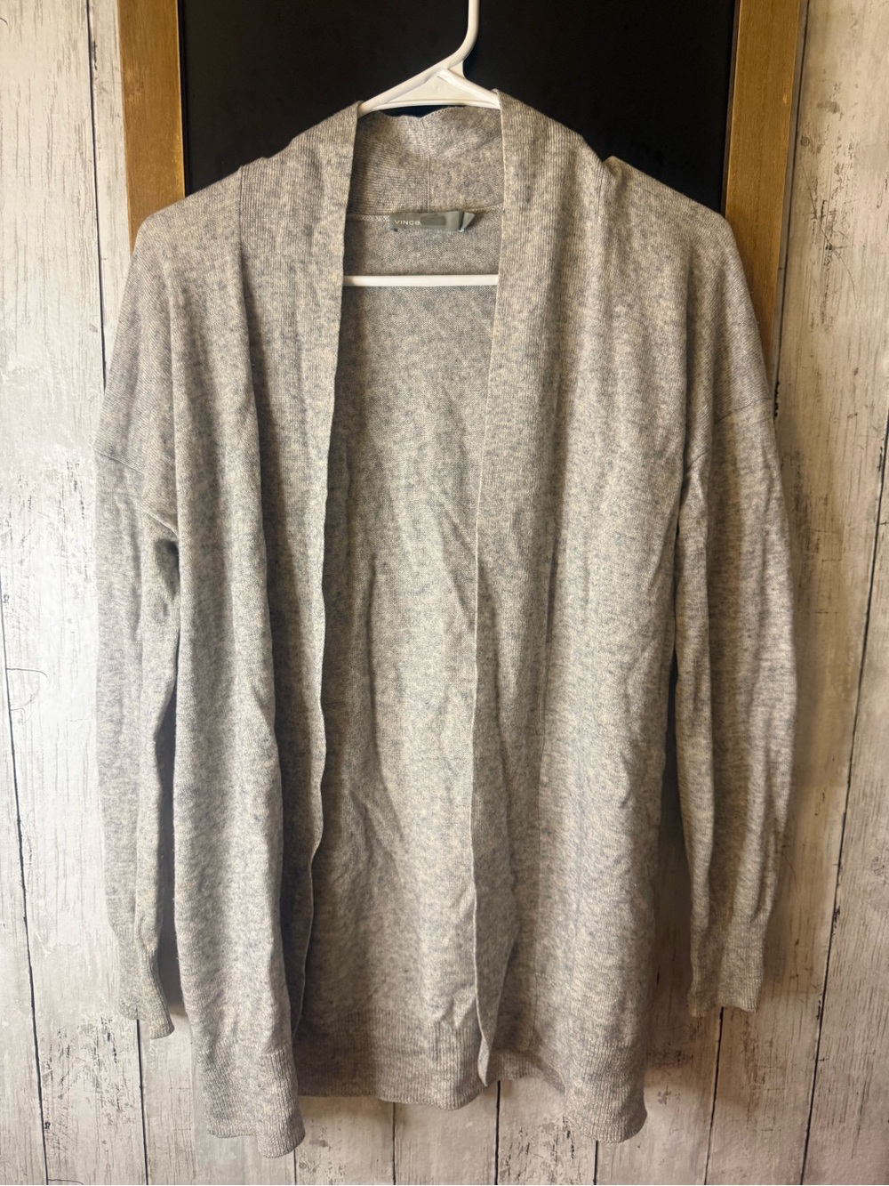 Vince Sweater Womens XS Beige Wool Cashmere Open Front Collar Cardigan Knit